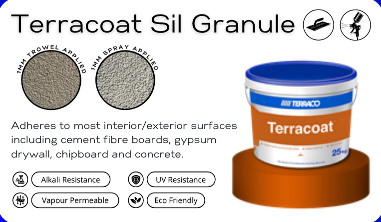 Terracoat Sil Granule textured coating tin and texture swatch